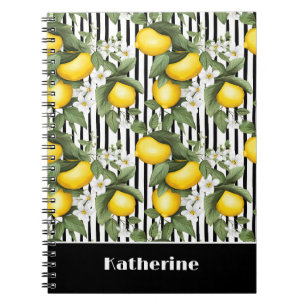 Custom Name Lemon Pattern Notebook Journal