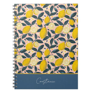 Custom Name Lemon Pattern Notebook Journal