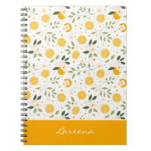 Custom Name Lemon Pattern Notebook Journal