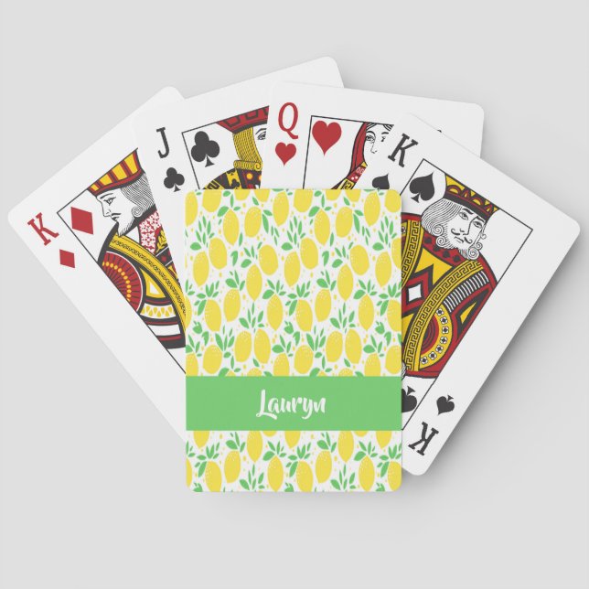 Custom name lemon pattern playing cards (Back)