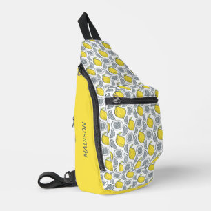 Custom Name Lemon Pattern Sling Bag