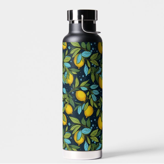 Custom Name Lemon Pattern Water Bottle (Left)