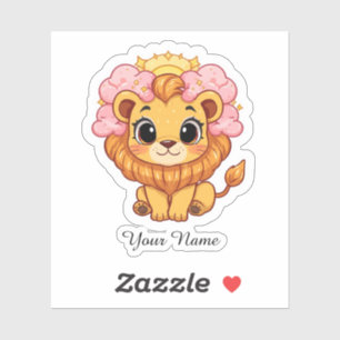 Custom Name Leo Celestial Zodiac Sticker Gift