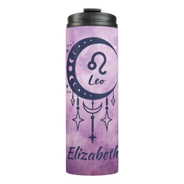 Custom Name Leo Zodiac Sign Thermal Tumbler (Front)