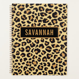 Custom Name Leopard Animal Print Pattern Classic Planner