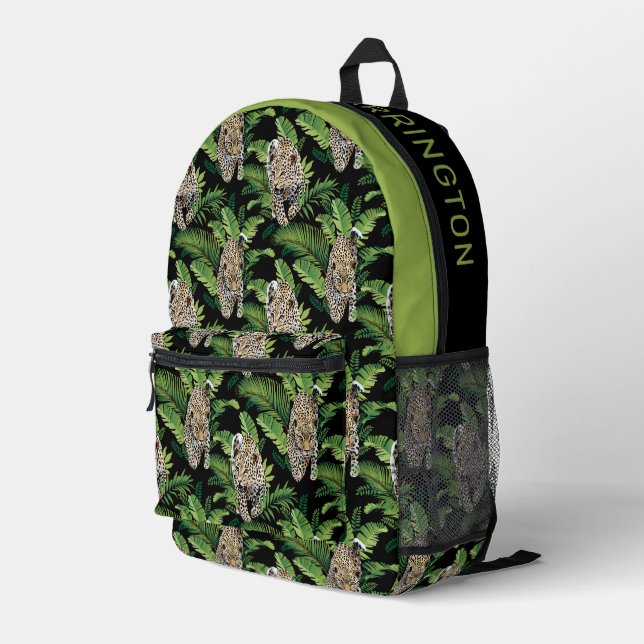Custom Name Leopard Pattern Printed Backpack (Back Corner Right)