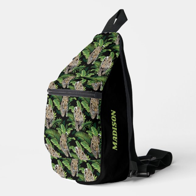 Custom Name Leopard Pattern Sling Bag (Right Corner)