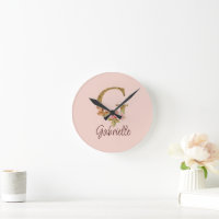 Custom Name Letter G Gold Foil Blush Pink Roses
