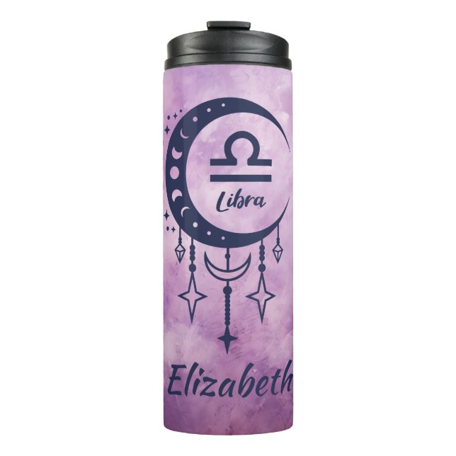 Custom Name Libra Zodiac Sign Thermal Tumbler (Front)