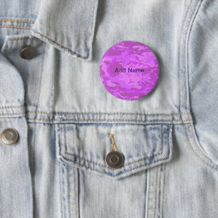 Custom Name Light Purple Camouflage 6 Cm Round Badge
