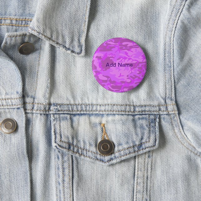 Custom Name Light Purple Camouflage 6 Cm Round Badge (In Situ)
