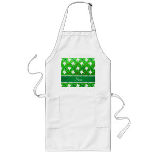 Custom name lime green glitter brushes and tooth long apron