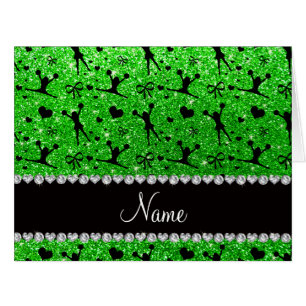 Custom name lime green glitter cheerleading