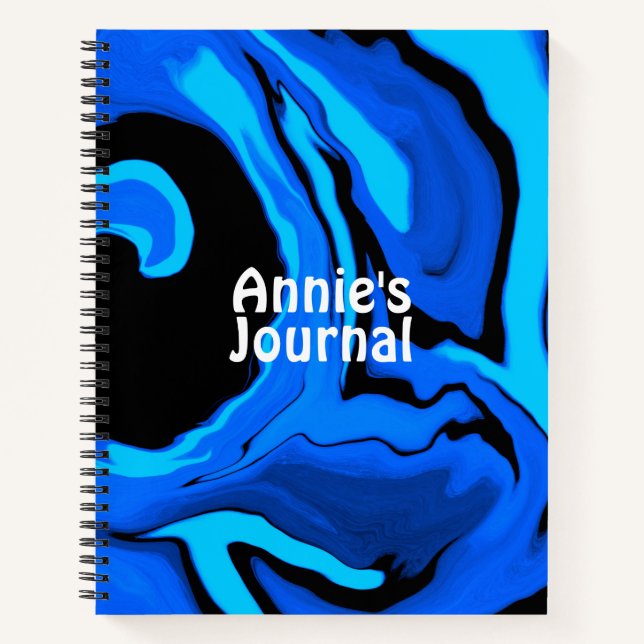 Custom Name Liquid Art Journal (Blue) (Front)