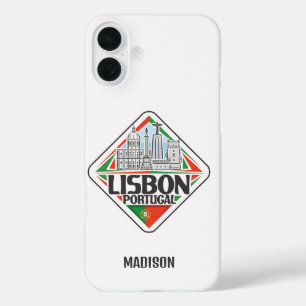 Custom Name Lisbon Portugal iPhone 16 Plus Case