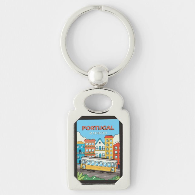 Custom Name Lisbon Portugal Key Ring (Front)