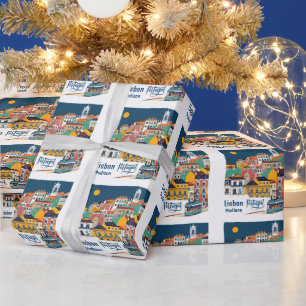 Custom Name Lisbon Portugal Wrapping Paper