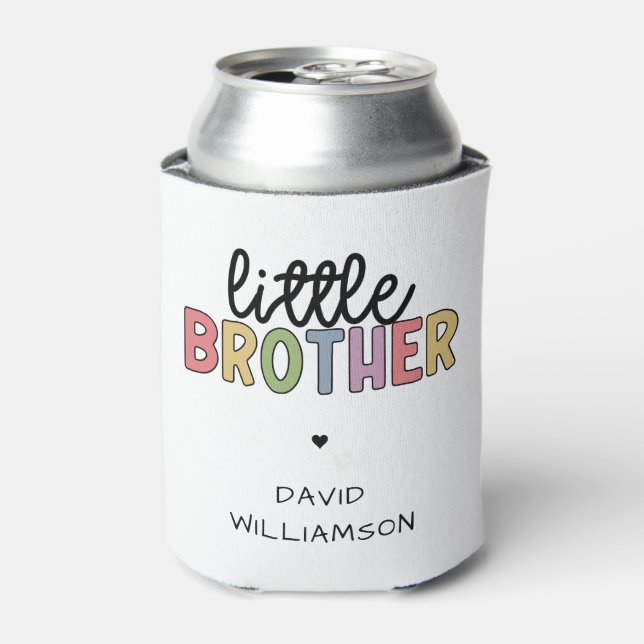 Custom Name Little Brother Cute Personalised Can Cooler (Can Front)