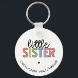 Custom Name Little Sister Cute Personalised Key Ring<br><div class="desc">Custom Name Little Sister Rainbow Personalised Gifts!</div>