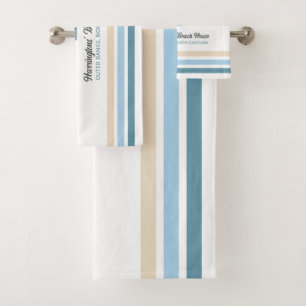 Custom Name & Location Beach House Bath Towel Set