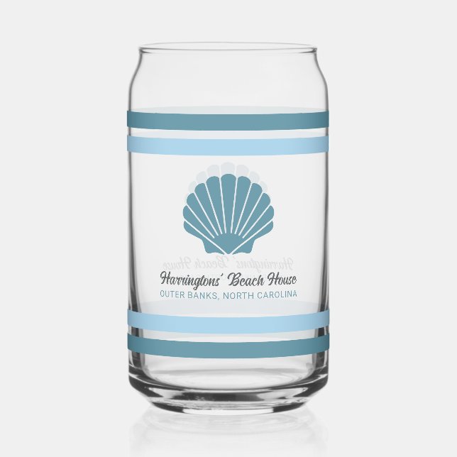 Custom Name & Location Beach House Can Glass (Front)