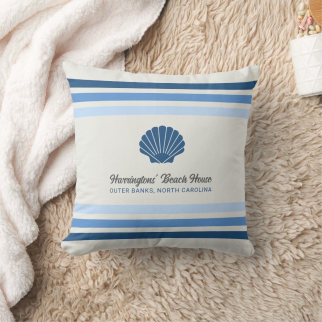 Custom Name & Location Beach House Cushion (Blanket)