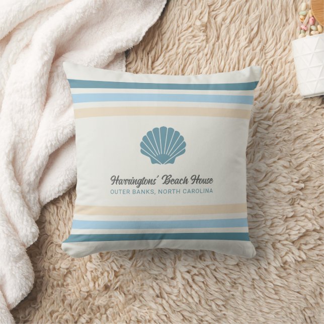 Custom Name & Location Beach House Cushion (Blanket)