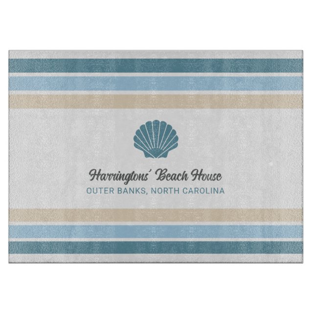Custom Name & Location Beach House Cutting Board (Front)