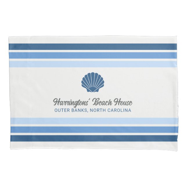 Custom Name & Location Beach House Pillowcase (Front)