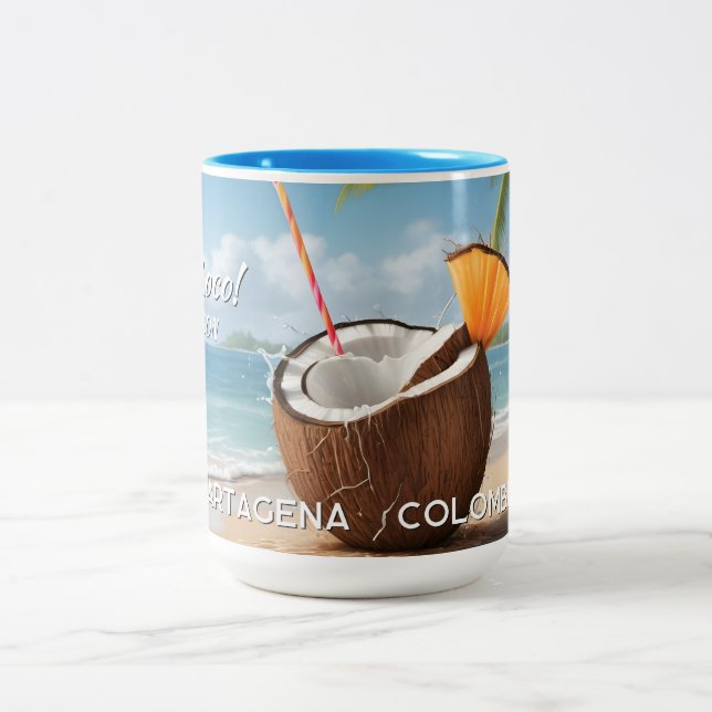Custom Name & Location Coco Loco Two-Tone Coffee Mug (Center)