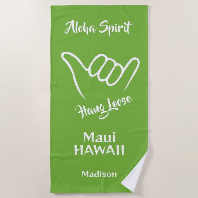 Custom Name, Location & Colour Shaka Beach Towel (Front)
