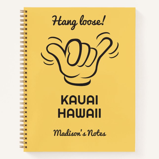 Custom Name, Location & Colour Shaka Notebook (Front)