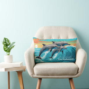 Custom Name & Location Dolphin Lumbar Cushion