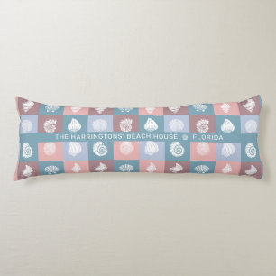 Custom Name & Location Seashells Pattern Body Cushion