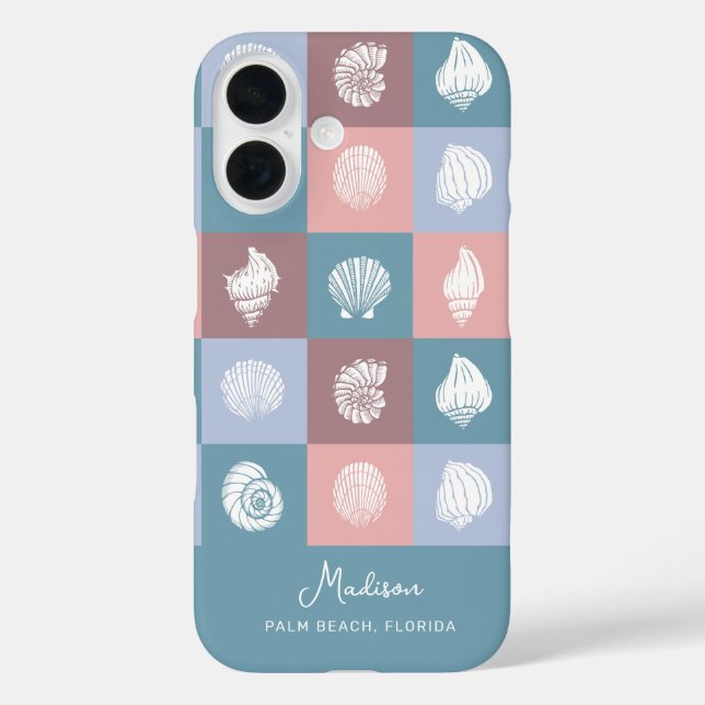 Custom Name & Location Seashells Pattern Case-Mate iPhone Case (Back)