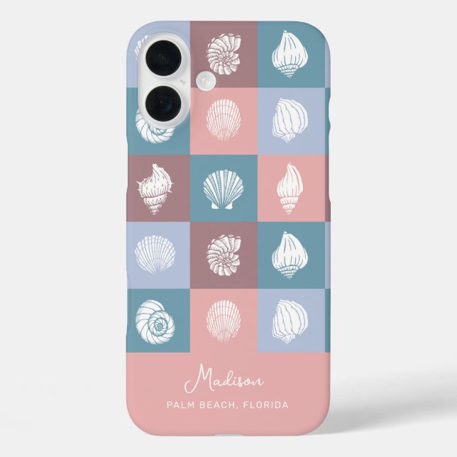 Custom Name & Location Seashells Pattern Case-Mate iPhone Case (Back)