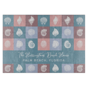 Custom Name & Location Seashells Pattern Cutting Board