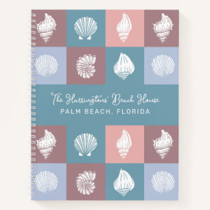 Custom Name & Location Seashells Pattern Notebook