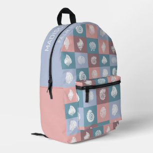 Custom Name & Location Seashells Pattern Printed Backpack