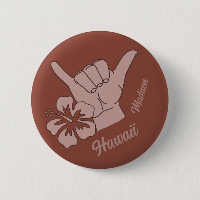 Custom Name & Location Shaka 6 Cm Round Badge (Front)