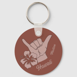 Custom Name & Location Shaka Key Ring
