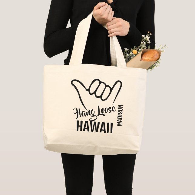 Custom Name & Location Shaka Large Tote Bag (Front (Product))