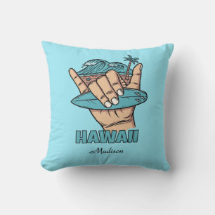 Custom Name & Location Surf Shaka Cushion
