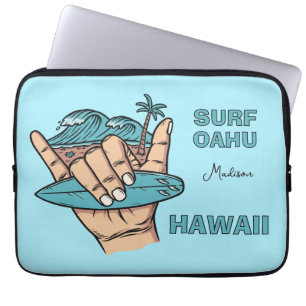 Custom Name & Location Surf Shaka Laptop Sleeve