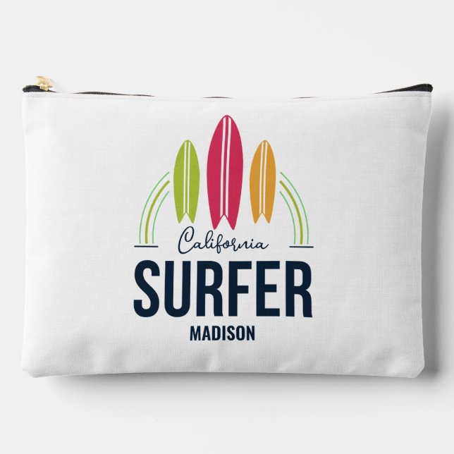 Custom Name & Location Surfer Accessory Pouch (Front)