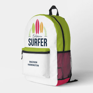Custom Name & Location Surfer Printed Backpack
