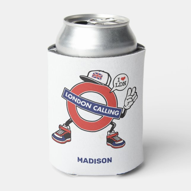 Custom Name London Calling Can Cooler (Can Front)