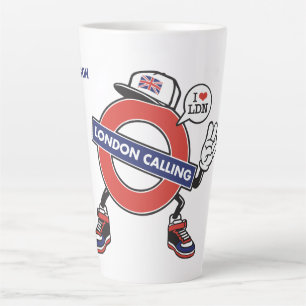 Custom Name London Calling Latte Mug