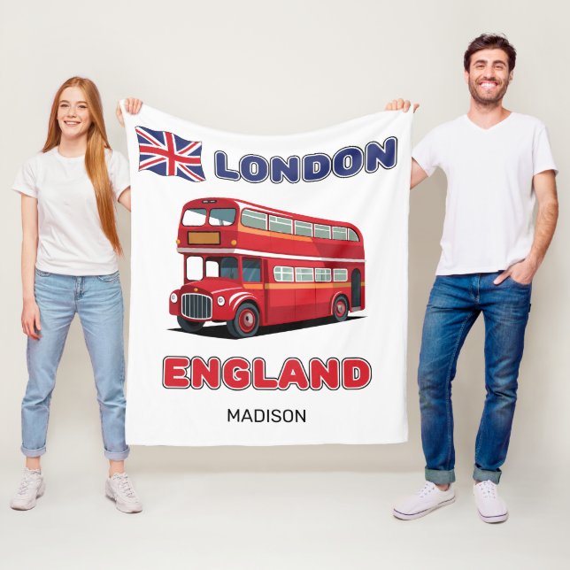 Custom Name London England Fleece Blanket (In Situ)