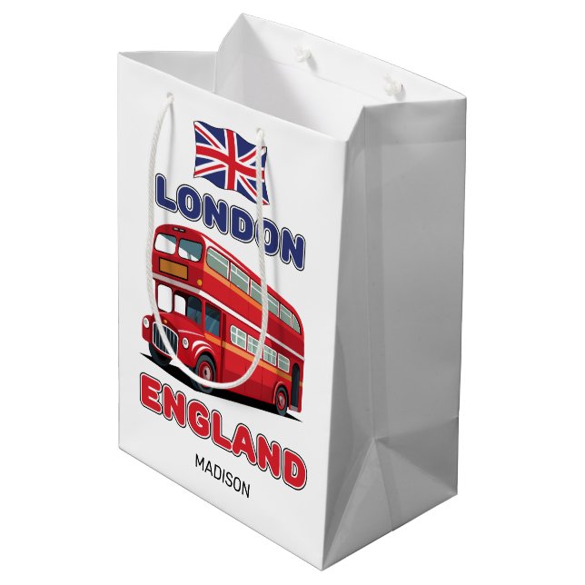 Custom Name London England Medium Gift Bag (Back Angled)